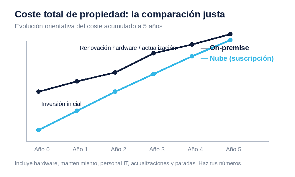 ERP en la nube vs on-premise: comparativa para pymes